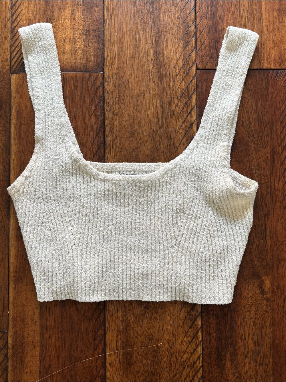 Kendall & Kylie Square Neck Fuzzy Knit Crop Top